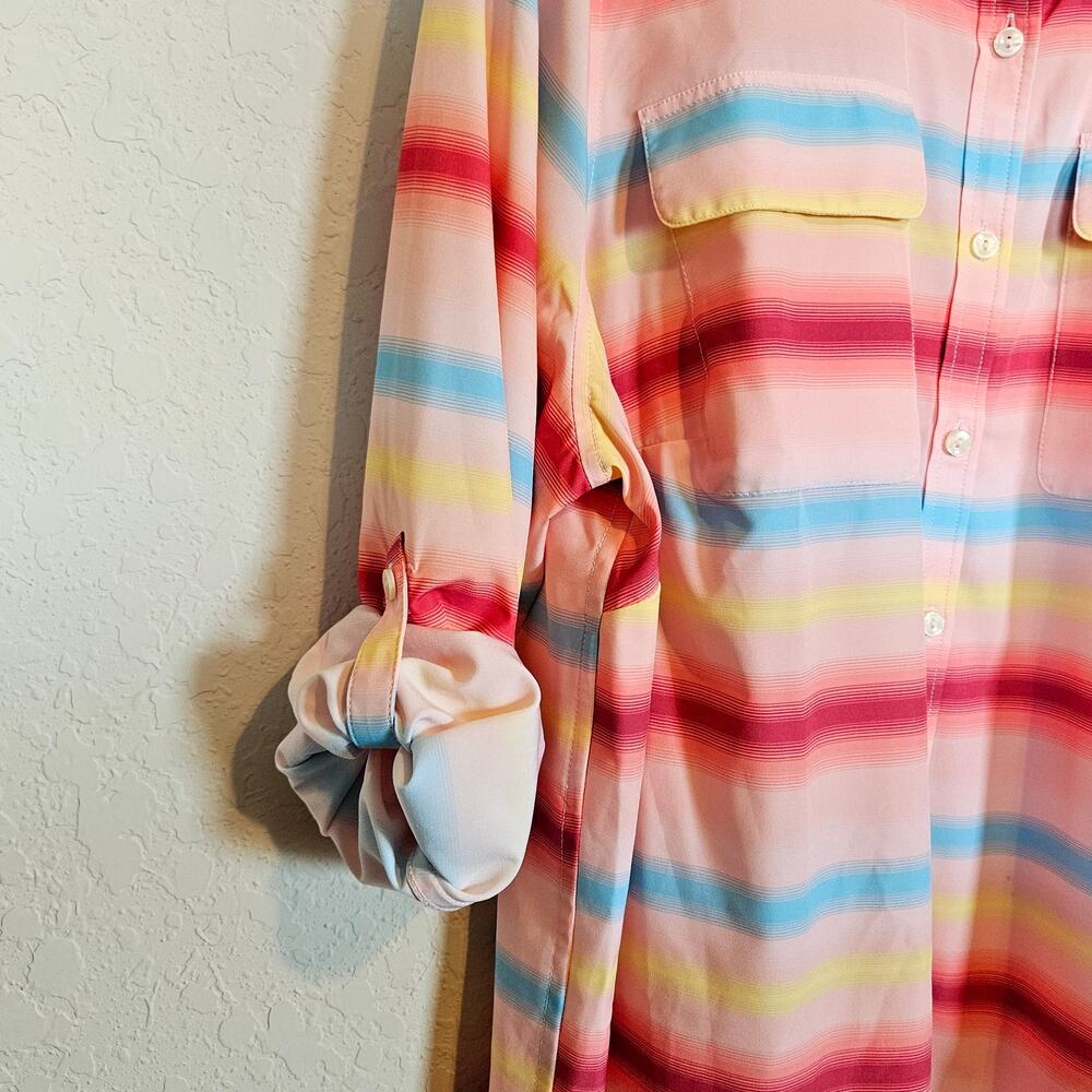 Lands' End Multicolor Striped Button Down Shirt - image 8